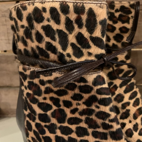 NWT Napoleoni Calf Hair Leopard Heeled Booties - Picture 5 of 14